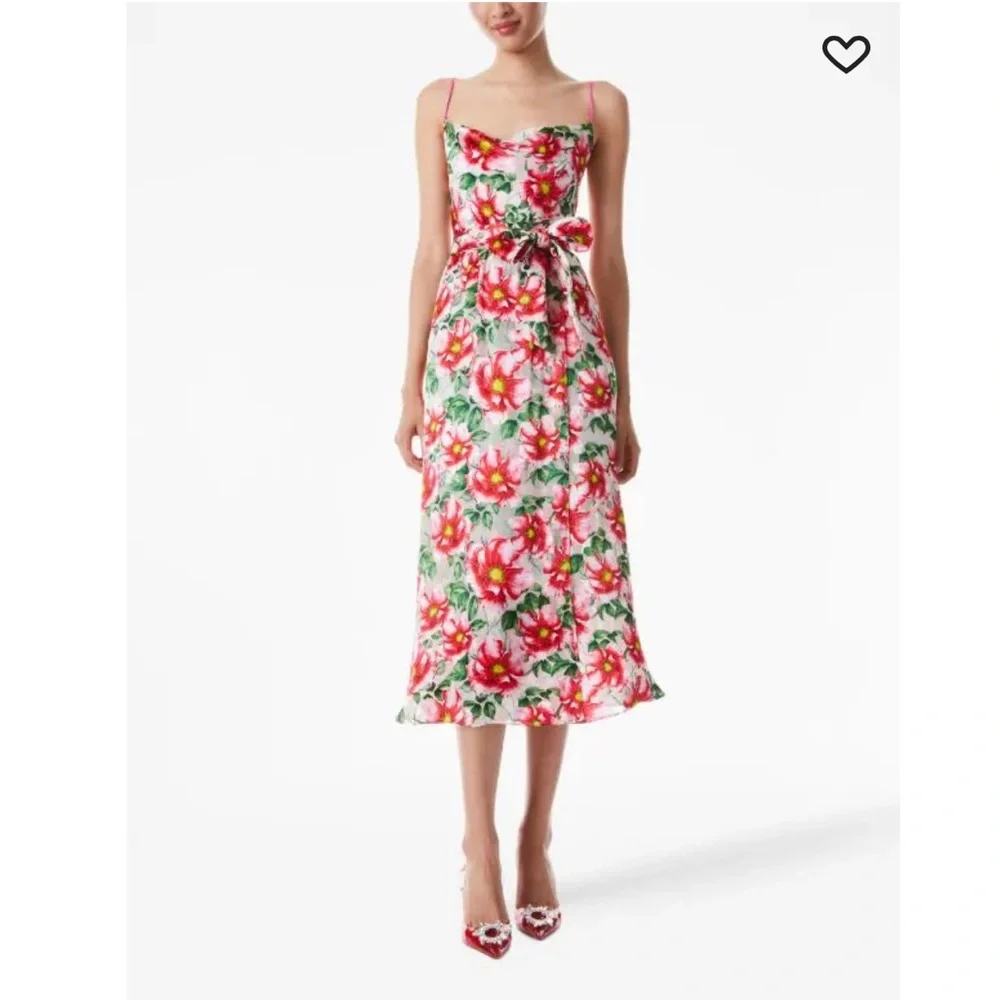 NWT Alice and Olivia Samantha Cowl Neck Midi Dress Silk and viscose - Picture 2 of 6